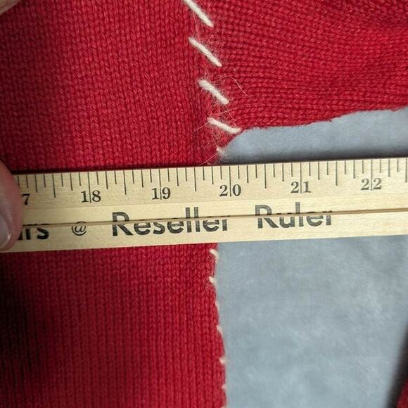 J.Jill Sweater Womens Medium Red Deer Holiday Cotton Yak Fiber Wool Christmas - Picture 5 of 11